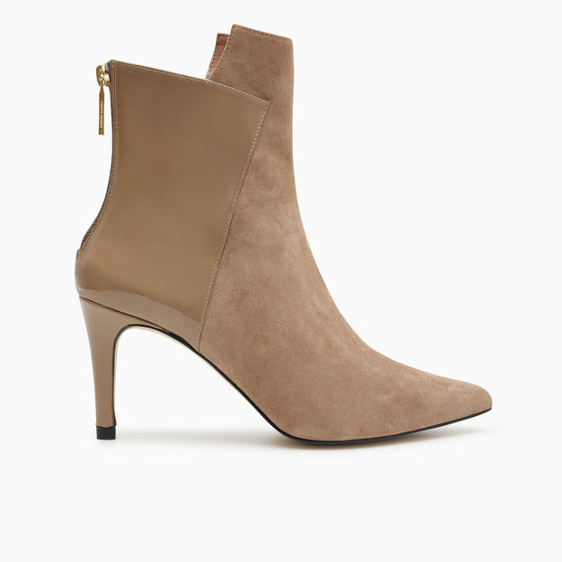 Jon Josef Bootie Two High Heel in Taupe Suede Combo