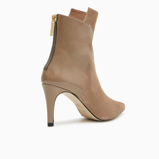 Jon Josef Bootie Two High Heel in Taupe Suede Combo