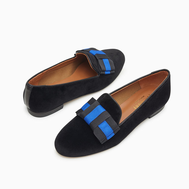 Jon Josef Gatsby Bow Flat in Black Velvet