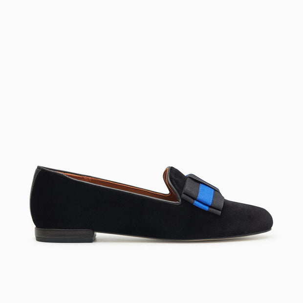 Jon Josef Gatsby Bow Flat in Black Velvet