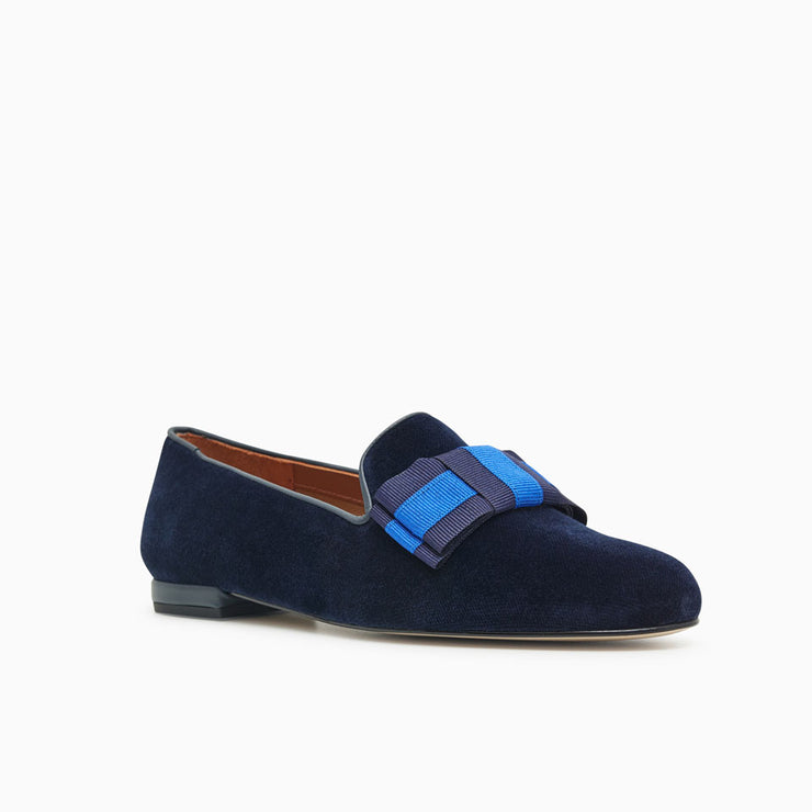 Jon Josef Gatsby Bow Flat in Navy Velvet