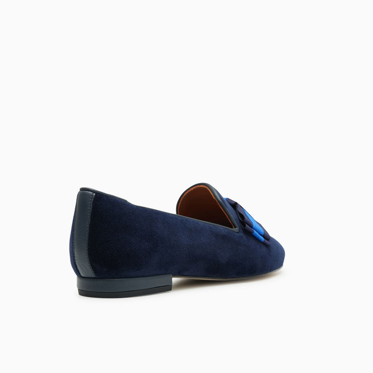 Jon Josef Gatsby Bow Flat in Navy Velvet