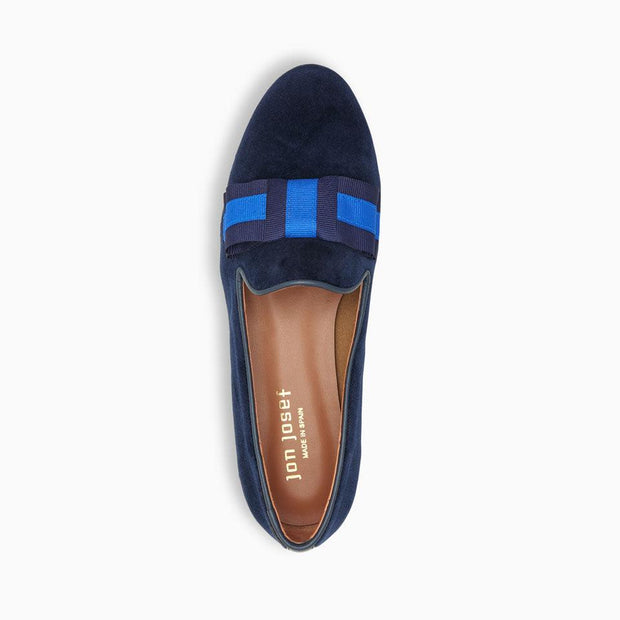 Jon Josef Gatsby Bow Flat in Navy Velvet