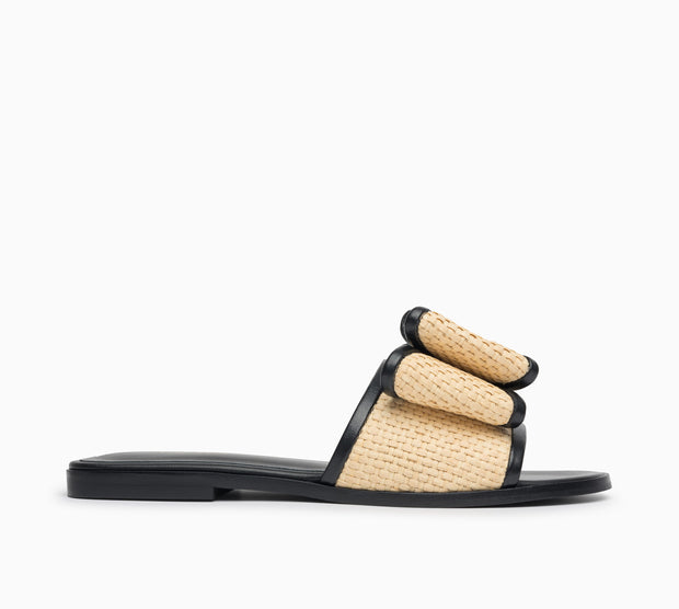 Jon Josef Milano Bow Flat Sandal in Natural-Black