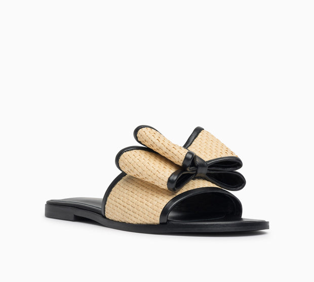 Jon Josef Milano Bow Flat Sandal in Natural-Black