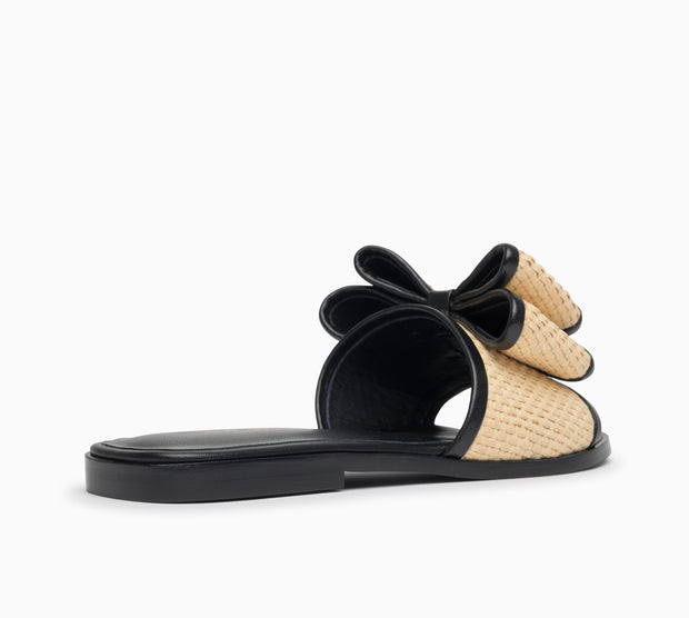 Jon Josef Milano Bow Flat Sandal in Natural-Black