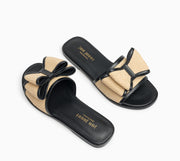 Jon Josef Milano Bow Flat Sandal in Natural-Black