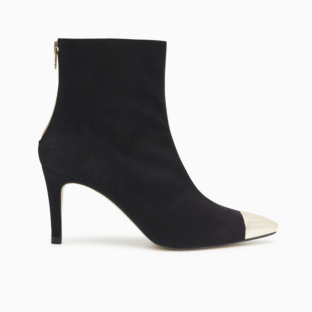 Jon Josef Nancy Metal Pointed Toe Bootie in Black Suede