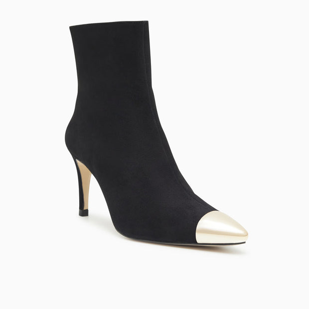 Jon Josef Nancy Metal Pointed Toe Bootie in Black Suede