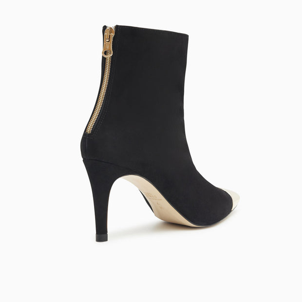 Jon Josef Nancy Metal Pointed Toe Bootie in Black Suede