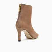 Jon Josef Nancy Metal Pointed Toe Bootie in Taupe Suede Combo