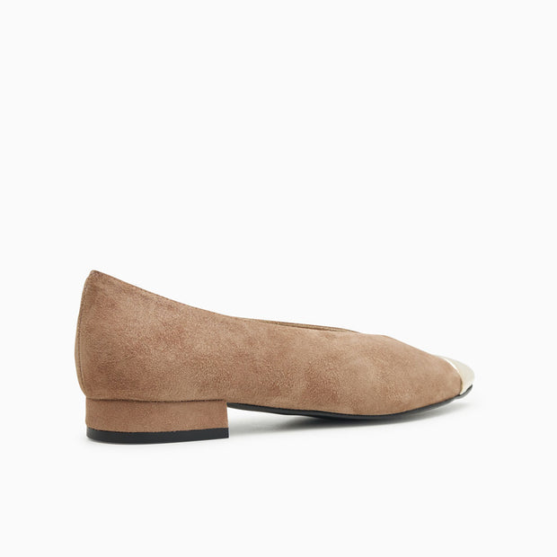 Jon Josef Real Metal Pointed Toe Flat in Beige Suede