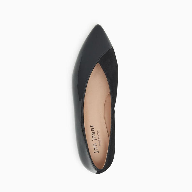 Jon Josef Real Two Pointed Toe Flat in Black Combo