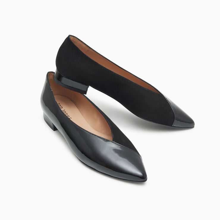 Jon Josef Real Two Pointed Toe Flat in Black Combo